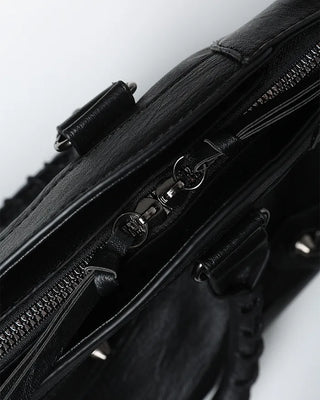 2-Way Studded Square Boston Bag