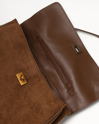 Suede gold buckle bag