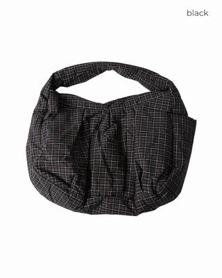 Tartan check one-shoulder hobo bag