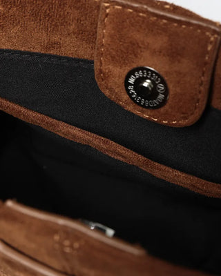 Suede buckle shoulder bag