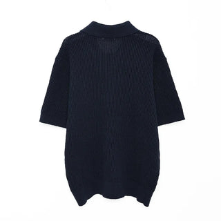Three-button short-sleeved colored knit