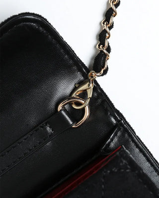 Suede quilted mini chain bag