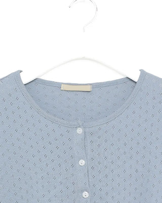 Flower punched short-sleeved cardigan