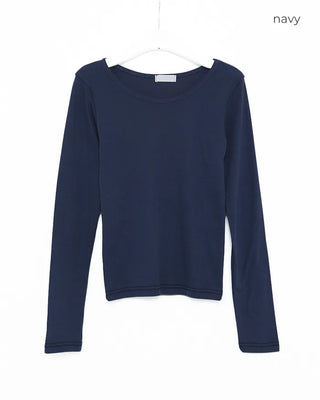 Bateau Neck Basic Long T-Shirt