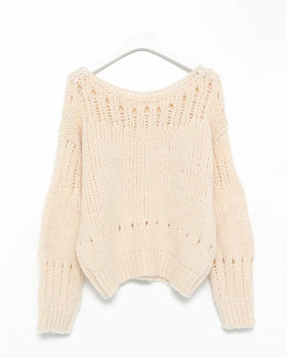 Bateau Neck Punching Point Sweater