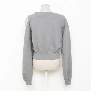 One-off shoulder cropped sweatshirt