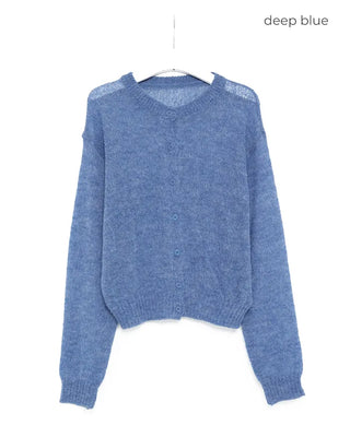 Round neck alpaca knit cardigan