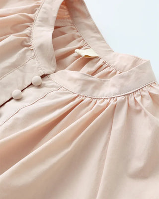 (ORIGINAL) Henley Neck Ribbon Balloon Blouse