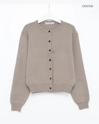 Wool round neck cardigan