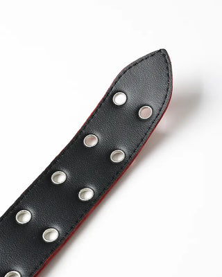 Double eyelet leather belt