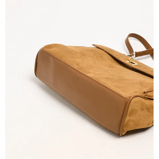 Suede-style square shoulder bag