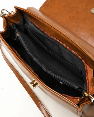 Gold button shoulder bag