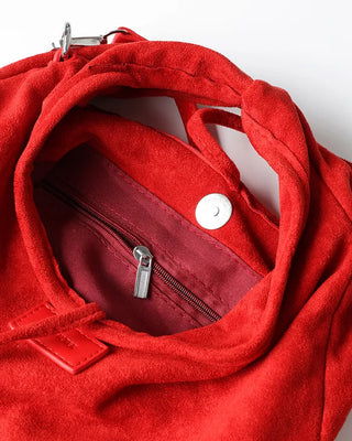 Ribbon String Point Suede Mini Bag