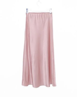 Silk elastic waist long skirt