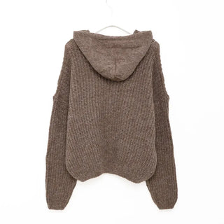 Hooded Cable Zip-Up Knit