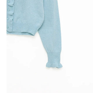 Button-up ruffle knit cardigan
