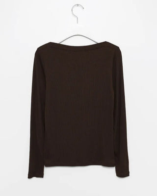 Boat neck long-sleeve top