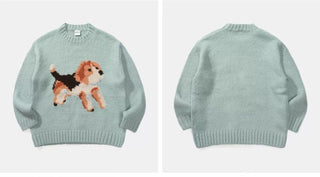 [Monterest] Relaxed Fit Dog Pattern Knit Sweater