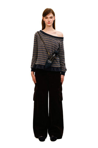 [Moromoro2] Tencel Linen Striped  Sweatshirt/Pants