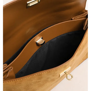 Suede-style square shoulder bag