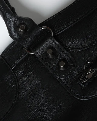 2-Way Studded Square Boston Bag