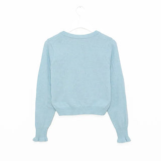 Button-up ruffle knit cardigan
