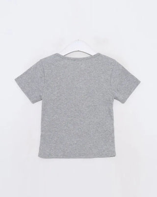Button-down U-neck short-sleeved T-shirt