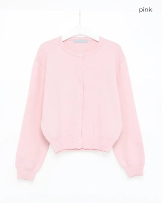 Wool round neck cardigan