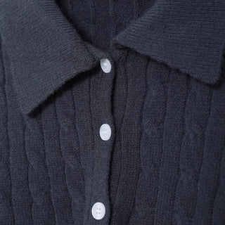 Button-collar knit and skirt set