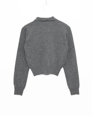 Button-collar knit cardigan