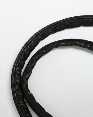 Cable Line Leather Square Boston Bag