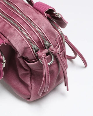 2-Way Vintage Double Pocket Square Boston Bag