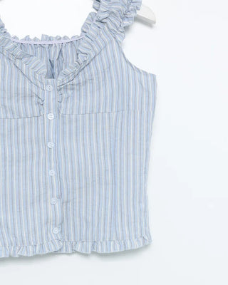 Frilled hem sleeveless blouse