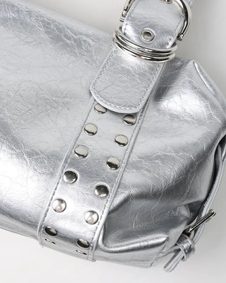 Studded belt leather tote bag