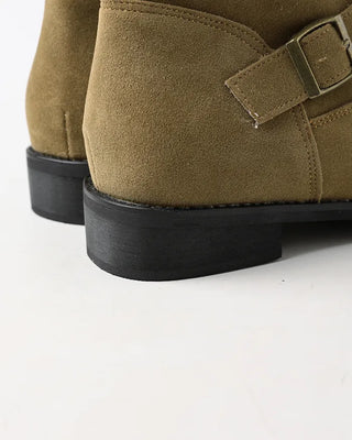 Belt-point mid-calf boots