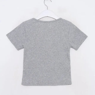 Button-down U-neck short-sleeved T-shirt