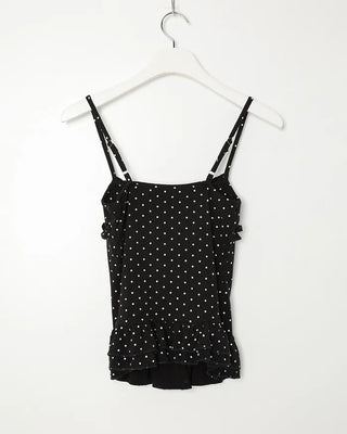Polka Dot Frill Sleeveless Top & Cardigan Set