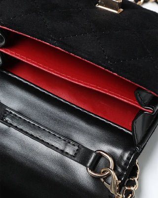 Suede quilted mini chain bag