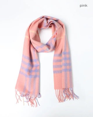 Checked wool blend scarf