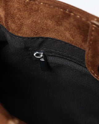 Suede buckle shoulder bag