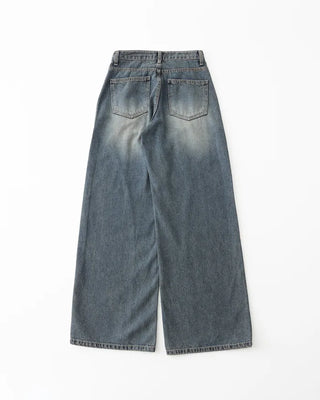 (ORIGINAL) Double Unique Seam Wide Denim Pants