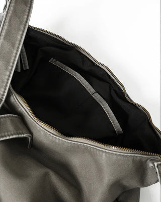 Washed faux leather shoulder bag