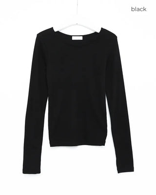 Bateau Neck Basic Long T-Shirt
