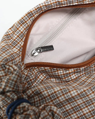 Checked gathered shoulder bag