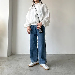 Side fringe denim pants