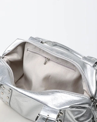 Studded belt leather tote bag