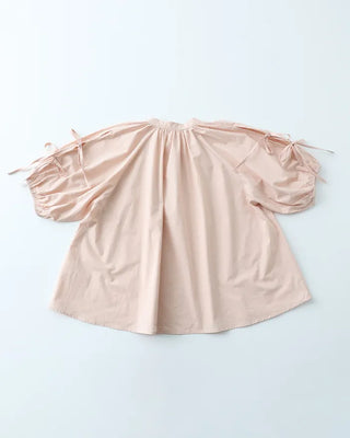 (ORIGINAL) Henley Neck Ribbon Balloon Blouse