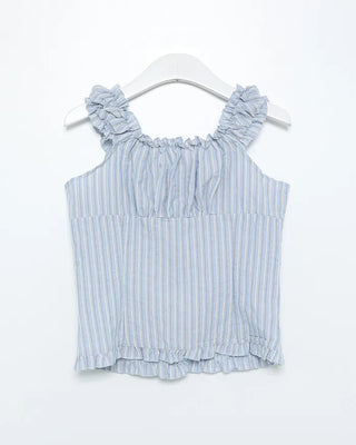 Frilled hem sleeveless blouse