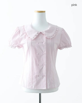 [6th Re-release] (ORIGINAL) Heart Button Lace Puff Blouse