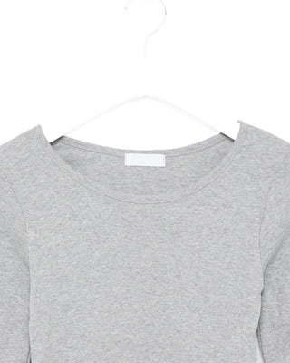 Bateau Neck Basic Long T-Shirt